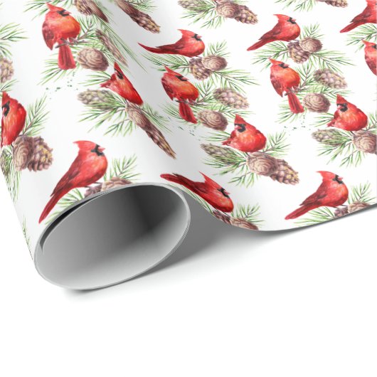 kerstrode kardinaal vogels Holly Berry Branch Cadeaupapier (Rol Hoek)