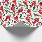 Kerstrode kardinaal vogels Holly Berry Brunch Cadeaupapier (Hoek)