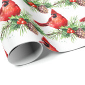kerstrode kardinaal vogels Holly Berry Brunch Wr Cadeaupapier (Rol Hoek)