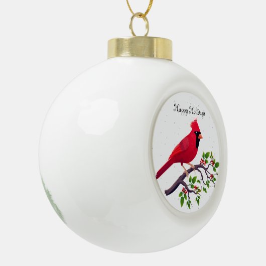 Kerstrode kardinale vogel keramische bal ornament (Links)