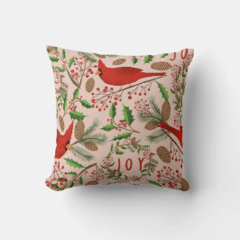 Kerstrode kardinale vogel kussen