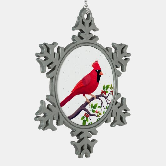 Kerstrode kardinale vogel tin sneeuwvlok ornament (Links)