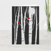 Kerstrode kardinalen in berkenbomen feestdagen kaart (Voorkant)