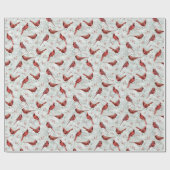 kerstrode kardinalen witte sneeuwpop cadeaupapier (Vlak)