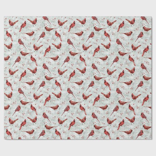 kerstrode kardinalen witte sneeuwpop cadeaupapier (Vlak)