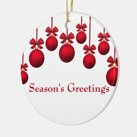 Kerstrode kerstballen met lint keramisch ornament (Links)