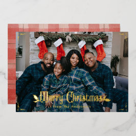  kerstrode kerstfoto Aangepaste foto Folie Feestdagenkaart