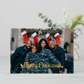  kerstrode kerstfoto Aangepaste foto Folie Feestdagenkaart (Staand Voorkant)