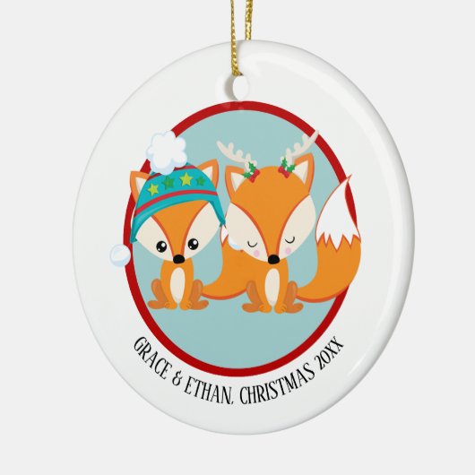 kerstrode kogels, speciaal aangepast keramisch ornament (Links)