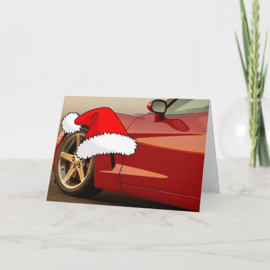 Kerstrode korvet feestdagen kaart (Voorkant)