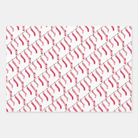 kerstrode kousen, papierbladen voor het verpakken inpakpapier vel (Voorkant 2)