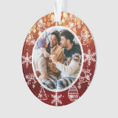 Kerstrode lichten tweeduige naam en jaarlijkse fot ornament (voorkant)