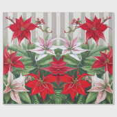 Kerstrode maryllis en Poinsettias Cadeaupapier (Vlak)