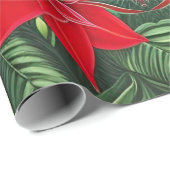 Kerstrode maryllis en Poinsettias Cadeaupapier (Rol Hoek)