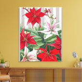 Kerstrode maryllis en Poinsettias Canvas Afdruk (Insitu (Woonkamer))