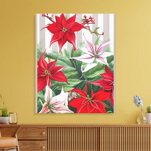 Kerstrode maryllis en Poinsettias Canvas Afdruk (Insitu (Woonkamer))