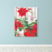 Kerstrode maryllis en Poinsettias Canvas Afdruk (Insitu (Houten vloer))