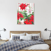 Kerstrode maryllis en Poinsettias Canvas Afdruk (Insitu (Slaapkamer))