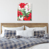 Kerstrode maryllis en Poinsettias Canvas Afdruk (Insitu (Slaapkamer))