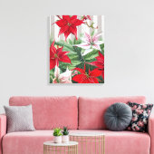 Kerstrode maryllis en Poinsettias Canvas Afdruk (Insitu (Woonkamer))