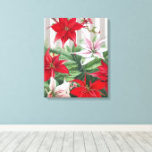 Kerstrode maryllis en Poinsettias Canvas Afdruk (Insitu (Houten vloer))