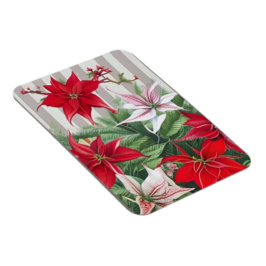 Kerstrode maryllis en Poinsettias Magneet (Rechterzijde)