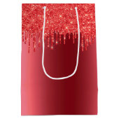 Kerstrode metalen druppelaar met glitter Gift Bag Medium Cadeauzakje (Achterkant)