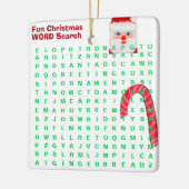 Kerstrode mini, 15-Word Puzzle Santa Keramisch Ornament (Links)