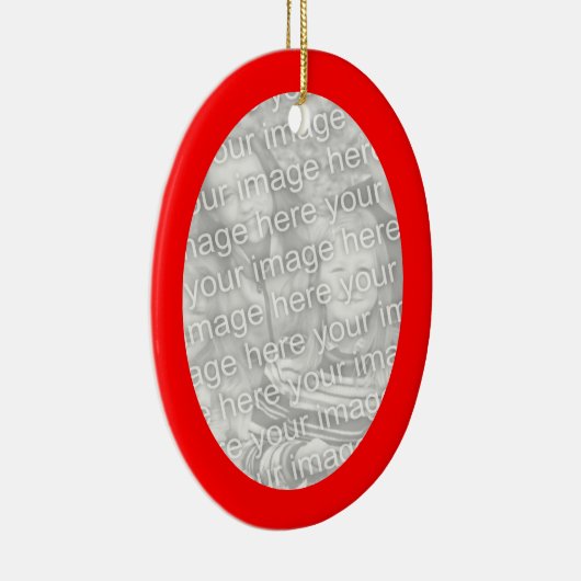 Kerstrode ovale foto keramisch ornament (Rechts)