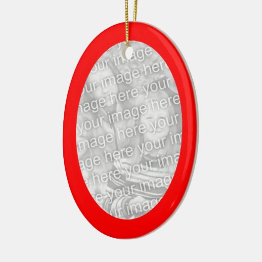 Kerstrode ovale foto keramisch ornament (Links)