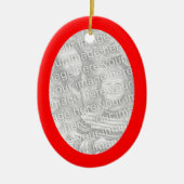 Kerstrode ovale foto keramisch ornament (Voorkant)
