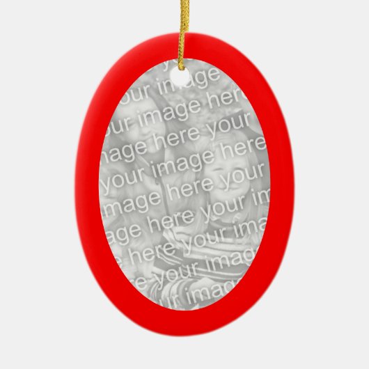Kerstrode ovale foto keramisch ornament (Voorkant)