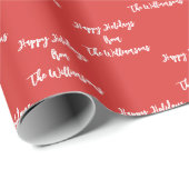 Kerstrode, persoonlijke naam script kalligrafie cadeaupapier (Rol Hoek)