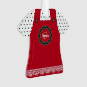 Kerstrode pinafore-gerace-trim, op maat gemaakt ornament (voorkant)