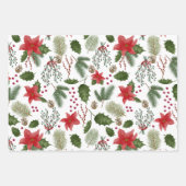 Kerstrode poinsettia, bessen, pijntakken inpakpapier vel (Voorkant 2)