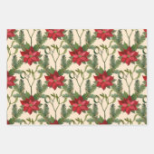 kerstrode poinsettia bloemen en pijntakken inpakpapier vel (Voorkant 3)