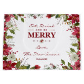 Kerstrode Poinsettia Eat-Drink en is Merry Groot Cadeauzakje (Voorkant)