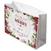 Kerstrode Poinsettia Eat-Drink en is Merry Groot Cadeauzakje (Achterkant Gekanteld)
