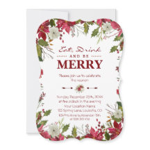 Kerstrode Poinsettia Eat-Drink en is Merry
