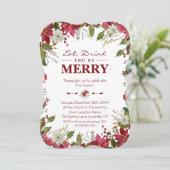 Kerstrode Poinsettia Eat-Drink en is Merry Kaart (Staand voorkant)