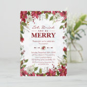 Kerstrode Poinsettia Eat-Drink en is Merry Kaart (Staand voorkant)