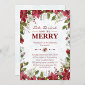 Kerstrode Poinsettia Eat-Drink en is Merry Kaart (Voorkant / Achterkant)