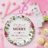 Kerstrode Poinsettia Eat-Drink en is Merry Papieren Bordje (Feest)