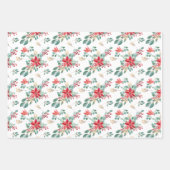 Kerstrode Poinsettia Eucalyptus Waterverf Inpakpapier Vel (Voorkant 3)