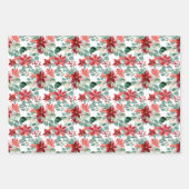 Kerstrode Poinsettia Eucalyptus Waterverf Inpakpapier Vel (Voorkant)