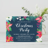 Kerstrode Poinsettia Floral-feestdag Kaart (Staand voorkant)