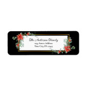 Kerstrode Poinsettia Floral Waterverf Etiket (Voorkant)