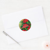 Kerstrode Poinsettia Flowers Return Address Ronde Sticker (Envelop)