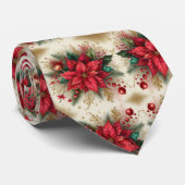 Kerstrode Poinsettia met gouden Mannen Stropdas (Opgerold)