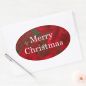 Kerstrode poinsettia ovaal sticker (Envelop)